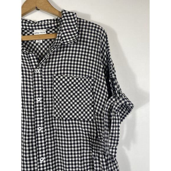 Ava & Viv Black and White Checkered Midi Dress - Picture 3 of 10